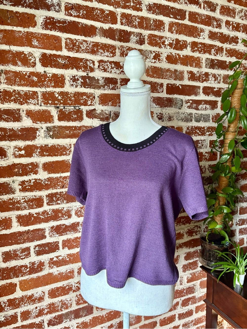 90s Vintage San Remo Purple & Black Knit Top
